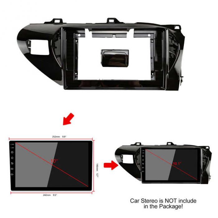 Rama adaptoare compatibil cu Toyota Hilux 2016 de 10.2 inch [4]