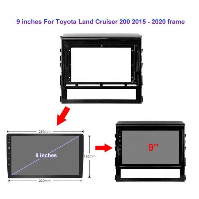 Rama adaptoare compatibil cu Toyota Land cruiser 2016 de 9 inch [2]