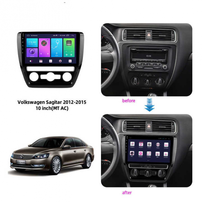 Rama adaptoare compatibil cu Volkswagen VW Sagitar/Jetta 2012-2016 de 10 inch [2]