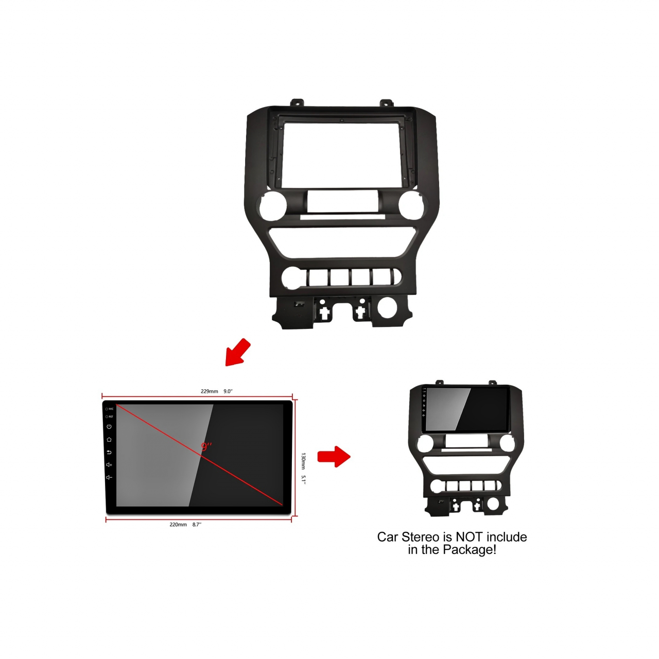 Rama adaptoare de 9" cu cablaj si modul canbus compatibila cu Ford Mustang 2014-2021 [5]