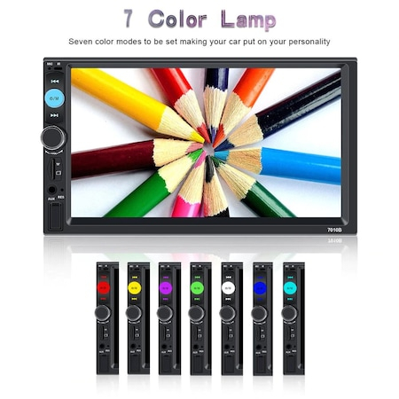 Navigatie MirrorLink mp5 player auto 7010B compatibil cu Skoda, Rama 2Din, Suporti prindere, camera marsarier 4 led night-vision, Bluetooth, Divix , AVI , USB , SD C [3]