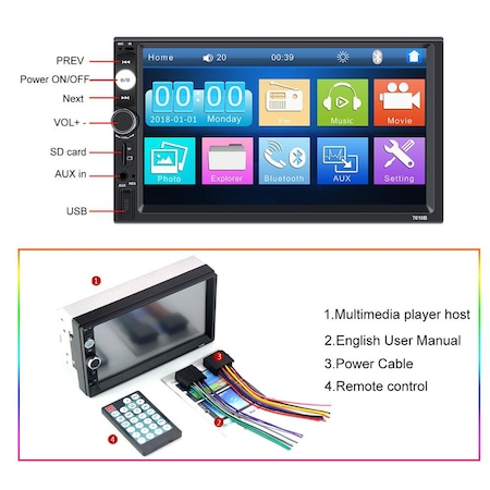 Navigatie NAVI-IT MirrorLink mp5 player auto 7010B compatibil cu Chevrolet Epica, Rama 2Din, Suporti prindere, camera marsarier 4 led night-vision, Bluetooth, Divix , AVI , USB , SD Card , AUX [5]