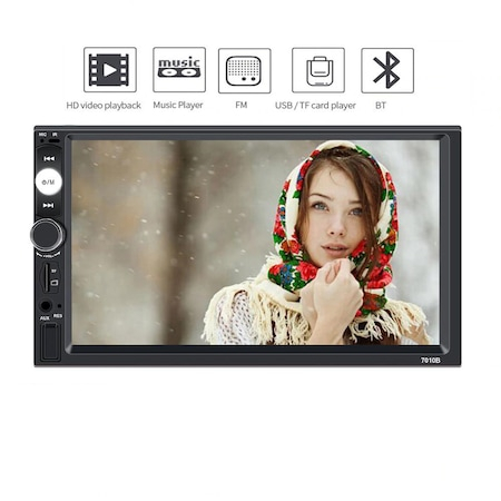 Navigatie MirrorLink mp5 player auto 7010B compatibil cu Skoda, Rama 2Din, Suporti prindere, camera marsarier 4 led night-vision, Bluetooth, Divix , AVI , USB , SD C [2]