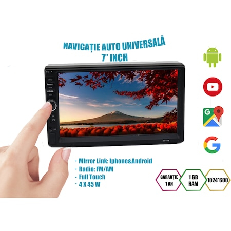(Resigilata) Navigatie dedicata Volkswagen, Nissan, Opel, Ford, 1GB RAM 16GB ROM, 7 inch Android 13, WI-FI, Bluetooth, Waze, conectori Iso microfon extern, suporti prindere [5]