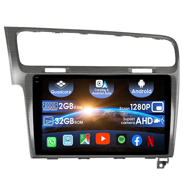 (Resigilata) Navigatie dedicata Volkswagen Golf 7, Gri Sidefat, 2GB RAM 32GB ROM, Quad Core, Display 10" IPS Full HD, Carplay, Android 14, Bluetooth, Magazin Play, Suport camere AHD [1]