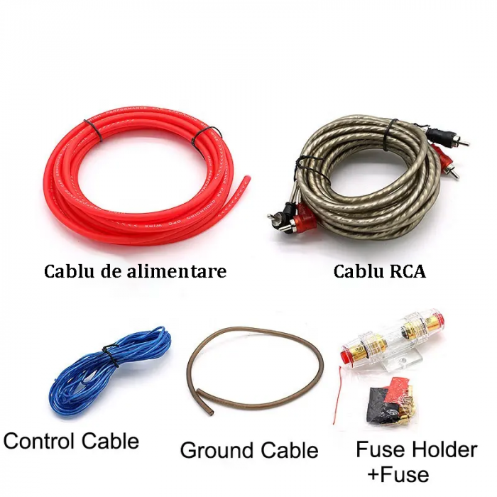 Kit cablu alimentare amplificator auto K-X9 10GA subwoofer, 4.5M lungime, RCA [4]
