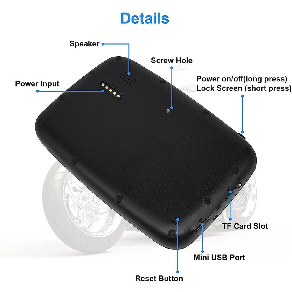 Sistem de navigatie GPS pentru Motocicleta, Ecran Tactil 5 inch, Impermeabil IPX7, Dual Bluetooth, TF/USB, WIFI [3]