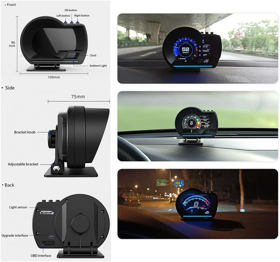 Vitezometru universal HUD pentru mașină OBD+GPS, afișaj inteligent cu alarmă de navigație [3]