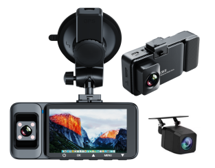 DVR( CAMERA TRAFIC) - Camera auto DVR de 3 inch, 3 canale, rezolutie 2.5K, 64GB card de stocare, mod parcare de 24 de ore