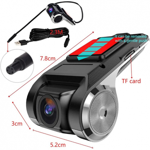 Camera auto DVR înregistrare trafic, unghi de înregistrare de 170 de grade, wide angler, sistem ADAS [2]