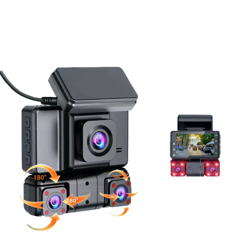 DVR( CAMERA TRAFIC) - Camera Filmare Trafic 2.5K+1K+1K+1K cu Infrared, Filmare Fata-Spate-Stanga-Dreapta, Wi-Fi, Aplicatie, TF Card