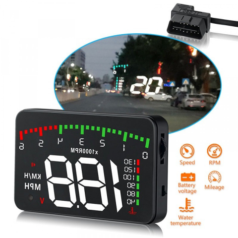 Ecran Head-Up Display, Proiector Parbriz, Afisare Multiple Informatii, Conexiune OBD2 [1]