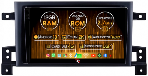 Suzuki - Kit Navigatie dedicata Suzuki Grand Vitara, 12GB RAM 256GB ROM, Android 13, Rezolutie 2K, Display QLED, 7", DSP, Carplay, Android Auto, Internet, Youtube, Waze, Wi Fi, USB