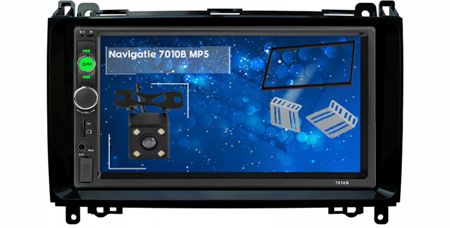 Sprinter - Kit Player Auto 7010B, Rama Adaptoare Mercedes B200 B Class, Vito, Viano, Sprinter, Camera marsarier 4 Led Bluetooth, Slot USB, Slot Jack, Mirrorlink