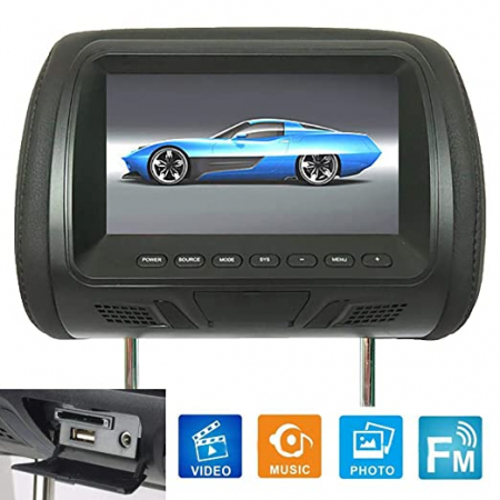 Monitor pentru tetieră cu Display HD de 7 INCH, ecran TFT-LCD, suport USB, MP5 Player, sistem de operare windows negru [2]