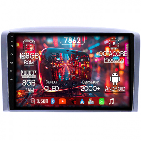 Aveo - Navigatie 2006/Lova/Captiva/Centra/Aveo/Epica, 8GB RAM 128GB ROM, Octacore, Platforma 7862,Android 13, Display QLED 9”, Suporta camera 360º, DSP, Carplay&Android Auto, SIM 4G, Ventilator Activ