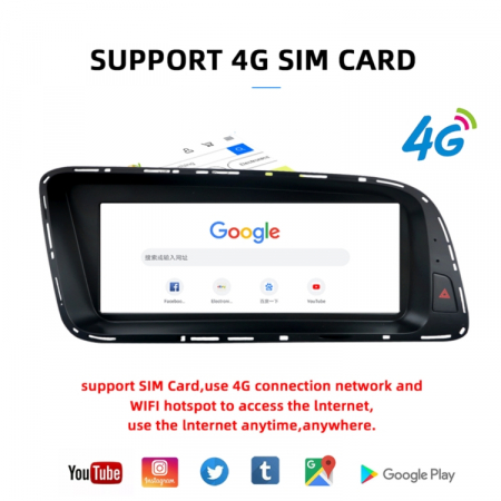 Navigatie dedicata AUDI Q5 A4, A5 2009-2017, CU MMI, Platforma Qualcom display integrat IPS de 1280*720 de 8.8", 8 GB RAM 64 ROM, Octacore 2.0ghz, Android 14, DSP, Carplay, Android Auto - [4]