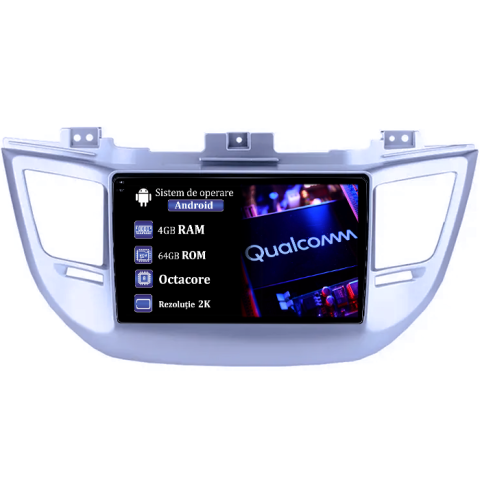 Tucson 2014-2018 - Navigatie compatibila cu Tucson 2014-2018, 4GB RAM 64GB ROM, Procesor Qualcomm Octacore, Android 14, Rezolutie 2K, Display QLED 9", DSP, Carplay&Android Auto, SIM 4G