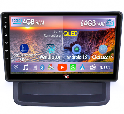 Trafic 2010-2014 - Navigatie dedicata Trafic 2010-2014, 4GB RAM 64GB ROM, Octacore, Android 13, Display QLED 9", DSP, Carplay&Android Auto, SIM 4G, Ventilator Activ