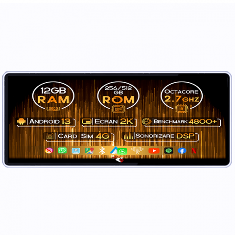 Navigatii Dedicate - Navigatie dedicata A4/A5 B9 2017+, 12GB RAM 256/512GB ROM, Android 13, Rezolutie 2K, Display QLED 9", DSP, Carplay, SIM 4G