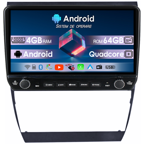 Audi A6 - Navigatie dedicata A6 S6 1999-2004 Tesla cu butoane rotative model 2024, 4GB RAM 64GB ROM, Procesor Quadcore, Android 14, Display QLED 10", DSP, Carplay&Android Auto