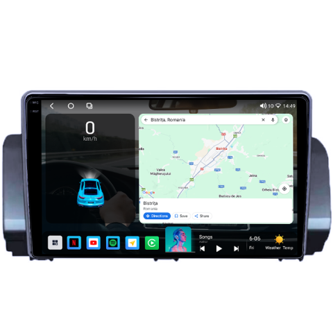 Navigatie dedicata Android Dacia Logan 3,Stepway dupa 2021, 4GB RAM 64GB ROM, Procesor Qualcomm Octacore, Android 14, Rezolutie 2K, Display QLED 9", DSP, Carplay&Android Auto, SIM 4G [2]