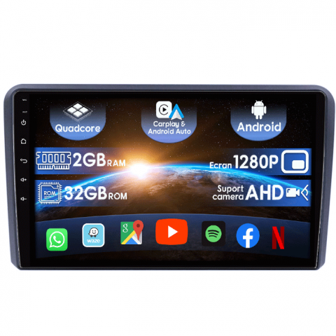 Audi - (Resigilata) Navigatie dedicata Audi A3 2003 - 2013, Android 13, Wireless Carplay si Android auto 2 GB RAM 32 ROM, Ecran Full HD, Display IPS, 9inch, Microfon Extern, Camera AHD