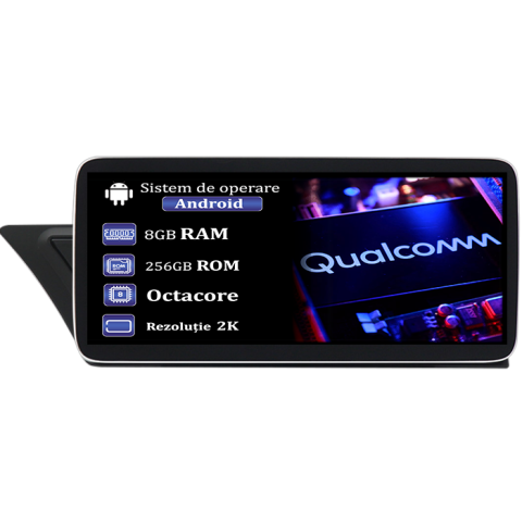 Navigatii Dedicate - Navigatie dedicata Audi A4 A5, 8GB RAM 256GB ROM, Procesor Qualcomm Octacore, Android 14, Rezolutie 2K, Display QLED 12.3", DSP, Carplay&Android Auto, SIM 4G