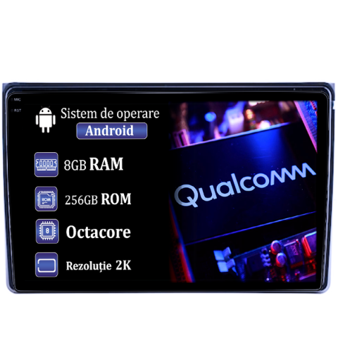 Navigatii Dedicate - Navigatie dedicata Fiat Panda 2003-2012, 4GB RAM 64GB ROM, Procesor Qualcomm Octacore, Android 14, Rezolutie 2K, Display QLED 9", DSP, Carplay&Android Auto