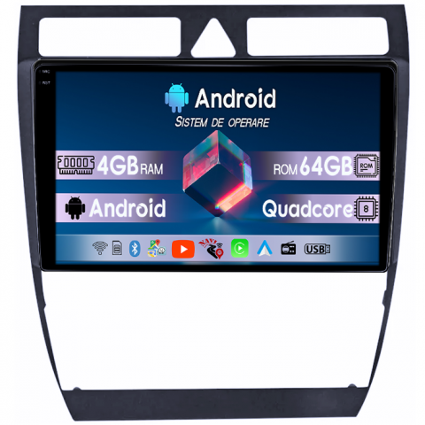 Audi - Navigatie dedicata Audi A6, C5 1997-2004, 4GB RAM 64GB ROM, Quadcore, Android 14, Display QLED 1K, 9", DSP, Carplay&Android Auto, , Suport Camere AHD