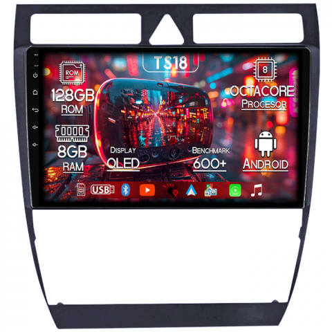 Audi A6 - Navigatie dedicata Audi A6, C5 1997-2004, 8GB RAM 128GB ROM, Octacore, Platforma TS18, Android 13, Display QLED 9”, Suporta camera 360º, DSP, Carplay&Android Auto, SIM 4G, Ventilator Activ