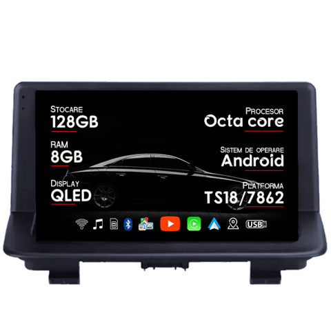 Navigatii Dedicate - Navigatie dedicata Audi Q3 2011 - 2018, 8GB RAM 128GB ROM, Octacore, Platforma TS18, Android 13, Display QLED 9”, Suporta camera 360º, DSP, Carplay&Android Auto, SIM 4G, Ventilator Activ