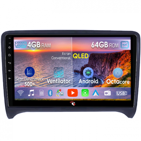 Audi - Navigatie dedicata Audi TT 2006-2015, 4GB RAM 64GB ROM, Octacore, Android 13, Display QLED 9", DSP, Carplay, Android Auto, Internet, Youtube, Waze, WIFI, Bluetooth