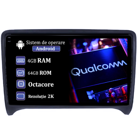 Audi - Navigatie dedicata Audi TT 2006-2015, 4GB RAM 64GB ROM, Procesor Qualcomm Octacore, Android 14, Rezolutie 2K, Display QLED 9", DSP, Carplay&Android Auto, SIM 4G