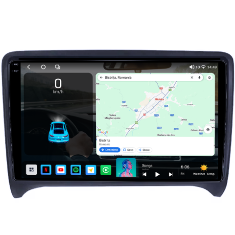 Navigatie dedicata Audi TT 2006-2015, 4GB RAM 64GB ROM, Procesor Qualcomm Octacore, Android 14, Rezolutie 2K, Display QLED 9", DSP, Carplay&Android Auto, SIM 4G [1]