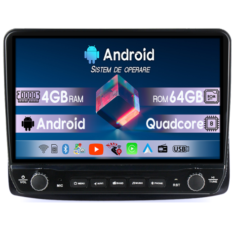 Aveo 2006-2012 - Navigatie dedicata Aveo 2006-2012 si Nexia 2020-2022 Tesla cu butoane rotative model 2024, 4GB RAM 64GB ROM, Procesor Quadcore, Android 14, Display QLED 10", DSP, Carplay&Android Auto