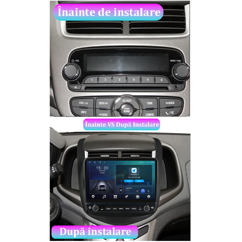 Navigatie dedicata AVEO 2014-2017 Tesla cu butoane rotative model 2024, 4GB RAM 64GB ROM, Procesor Quadcore, Android 14, Display QLED 10", DSP, Carplay&Android Auto [1]