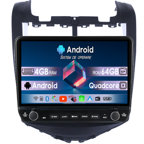 Aveo 2014-2017 - Navigatie dedicata AVEO 2014-2017 Tesla cu butoane rotative model 2024, 4GB RAM 64GB ROM, Procesor Quadcore, Android 14, Display QLED 10", DSP, Carplay&Android Auto