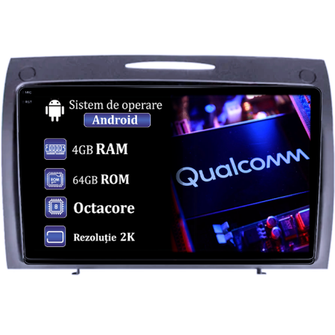 SLK - Navigatie dedicata BENZ SLK 2006-2010, 4GB RAM 64GB ROM, Procesor Qualcomm Octacore, Android 14, Rezolutie 2K, Display QLED 9", DSP, Carplay&Android Auto, SIM 4G