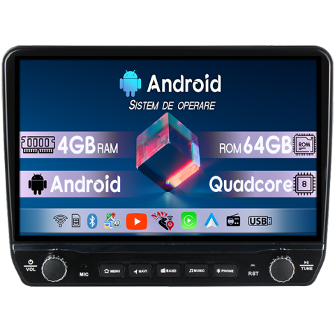 Berlingo 2008-2019 - Navigatie dedicata Berlingo 2008-2019 Tesla cu butoane rotative model 2024, 4GB RAM 64GB ROM, Procesor Quadcore, Android 14, Display QLED 10", DSP, Carplay&Android Auto