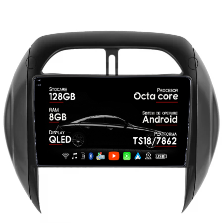 RAV4 2001-2006 - Navigatie dedicata Toyota RAV4 2001-2005, 8GB RAM 128GB ROM, Octacore, Platforma TS18, Android 14, Display QLED 9", Suporta camera 360", DSP, Carplay&Android Auto, SIM