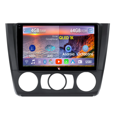 Seria 1 - Navigatie dedicata BMW Seria 1 E81/E87 AC 2007-2013, 4GB RAM 64GB ROM, Octacore, Android 14, Display QLED  9", DSP, Carplay, Android Auto, Internet, Youtube, Waze, WIFI, Bluetooth