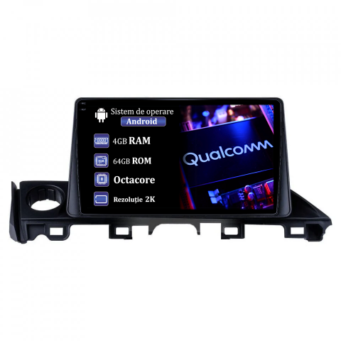 Mazda 6 2017-2019 - Navigatie dedicata Mazda 6 2017-2019, 4GB RAM 64GB ROM, Procesor Qualcomm Octacore, Android 14, Rezolutie 2K, Display QLED 9", DSP, Carplay&Android Auto, SIM