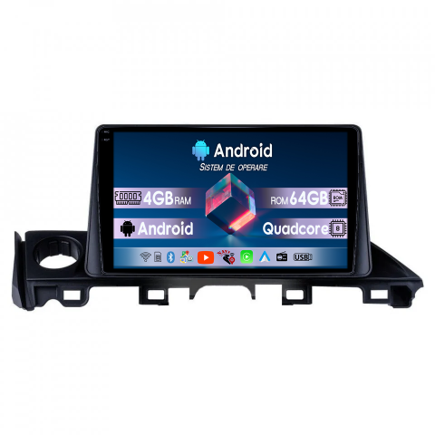 Mazda 6 2017-2019 - Navigatie dedicata Mazda 6 2017-2019, 4GB RAM 64GB ROM, Quadcore, Android 14, Display QLED  9", DSP, Carplay&Android Auto, Suport camere AHD