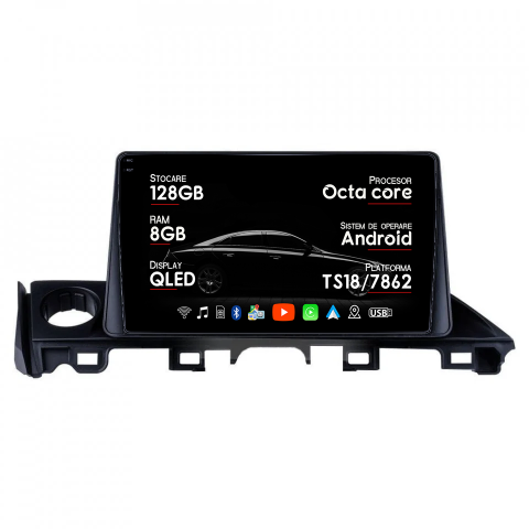 Mazda 6 2017-2019 - Navigatie dedicata Mazda 6 2017-2019, 8GB RAM 128GB ROM, Octacore, Platforma TS18, Android 14, Display QLED 9", Suporta camera 360", DSP, Carplay&Android