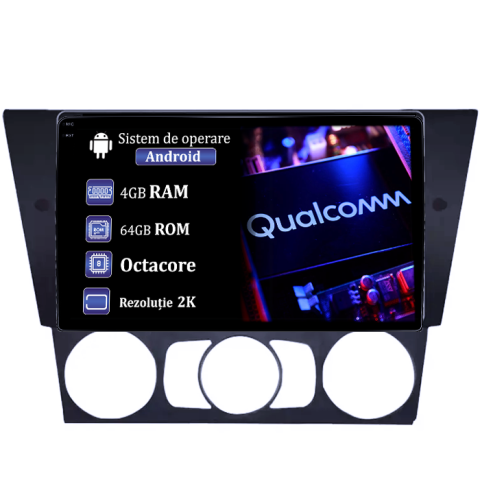 Navigatii Dedicate - Navigatie dedicata BMW Seria 3 E90, E91 2005-2012, 4GB RAM 64GB ROM, Procesor Qualcomm Octacore, Android 14, Rezolutie 2K, Display QLED 9", DSP, Carplay&Android Auto, SIM 4G