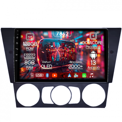BMW - Navigatie dedicata BMW Seria 3 E90, E91 2005-2012, 8GB RAM 128GB ROM, Octacore, Platforma 7862,Android 13, Display QLED 9”, Suporta camera 360º, DSP, Carplay&Android Auto, SIM 4G, Ventilator Activ