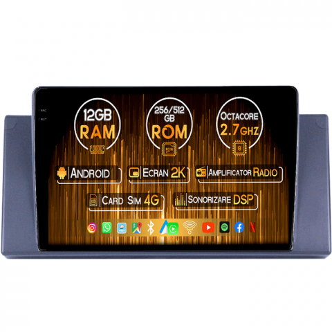 BMW - Navigatie dedicata BMW Seria 5 E39/E53 2000-2006, 12GB RAM 256GB ROM, Android 13, Rezolutie 2K, Display QLED, 9", DSP, Carplay, Android Auto, Internet, Youtube, Waze, Wi Fi