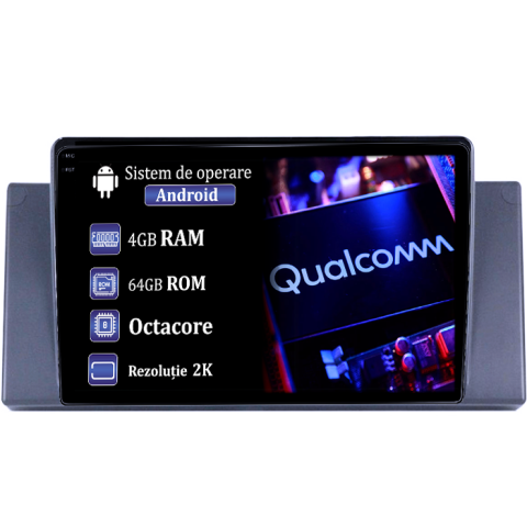 BMW - Navigatie dedicata BMW Seria 5 E39/E53, 4GB RAM 64GB ROM, Procesor Qualcomm Octacore, Android 14, Rezolutie 2K, Display QLED 9", DSP, Carplay&Android Auto, SIM 4G