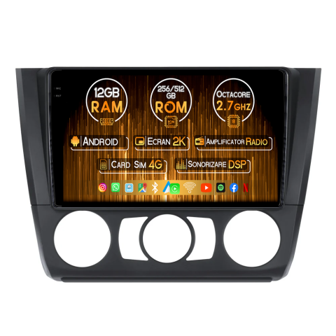 Seria 1 - Navigatie dedicata BMW Seria1 E81/E87 AC 2007-2013, 12GB RAM 256GB ROM, Android 13, Rezolutie 2K, Display QLED, 9", DSP, Carplay, Android Auto, Internet, Youtube